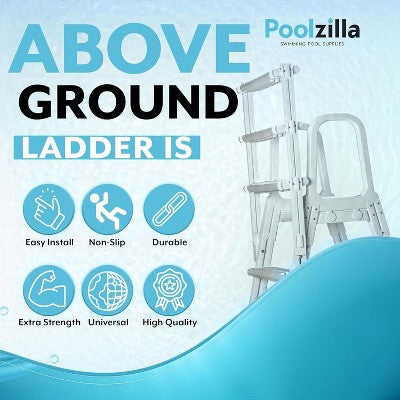  Poolzilla Above Ground A-Frame Flip Up Pool Ladder W/Non Skid Platform - For 48’’ To 54’’ In. Above Ground Pools