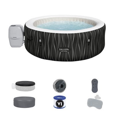  Bestway SaluSpa Honolulu AirJet Large Round 4 To 6 Person Inflatable Hot Tub Portable Outdoor Spa With 140 AirJets And EnergySense Cover