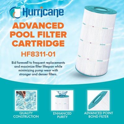  Hurricane Filters Replacement Spa Filter Cartridge For Unicel C-8311, PXST100, Filbur FC-1285, And Hayward X-Stream CC100, White, 4 Pack