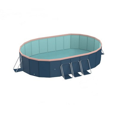  ORRD 3.0m Oval Inflatable Garden Swimming Pool – Dark Blue PVC Family Pool For Backyard Summer Fun
