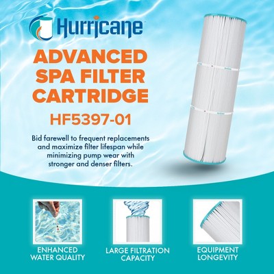  Hurricane Replacement Spa Filter Cartridge For PLB-S-100, Unicel C-5397, Filbur FC-2792, Rainbow, Waterway, And Leisure Bay S2/G2 Spa 100, 2 Pack