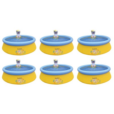  JLeisure Sun Club 5 Foot 2 Person Outdoor Above Ground Blow Up Inflatable Kiddie Swimming Pool With 3D Sea Otter Spray, 6 Pack, Yellow/Blue