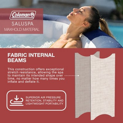  Coleman SaluSpa Atlantis AirJet Inflatable Hot Tub W/Set Of 2 SaluSpa Underwater Non Slip Pool And Spa Seat And 2 Padded Headrest Pillows, Gray