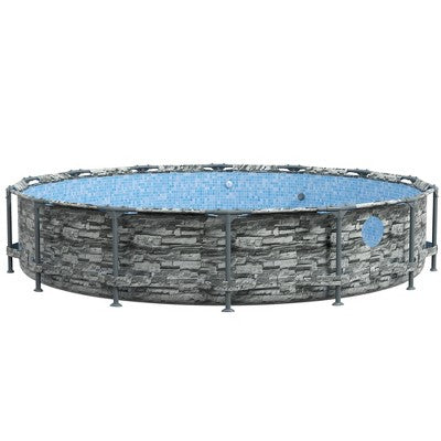  Outsunny 168.1" X 33.1" Round Above Ground Swimming Pool With Cartridge Filter Pump And Repair Patch, Steel Frame Pool