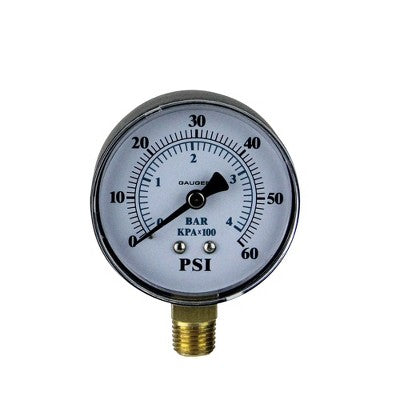  Pool Central Side Mount Plastic Cover Pressure Gauge 0-60 PSI 3.25" - Black/White