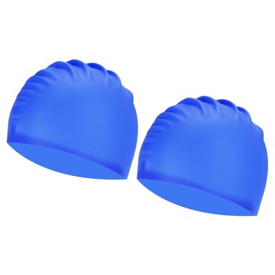  Unique Bargains Silicone Waterproof Non-Slip High-Stretch Swim Caps 2 Pcs