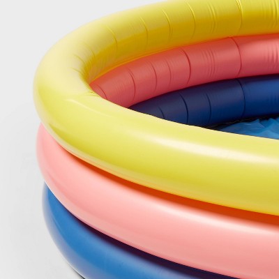  10.63'' X 4.13'' X 15' 3 Ring Pool 105 Gal Round Kiddie Pool - Yellow/Pink/Navy - Sun Squad™