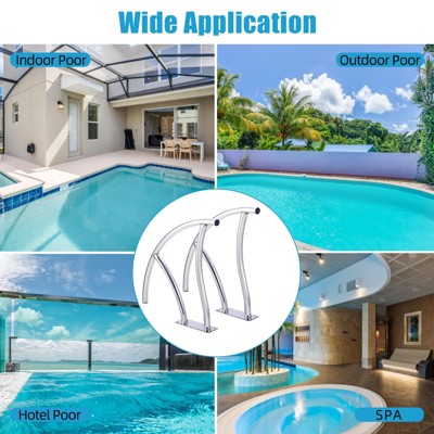  Pool Rails , Pool Handrails For Inground Pool 304 Stainless Steel Big Load Capacity Rustproof With Blue Grip Cover & Accessories