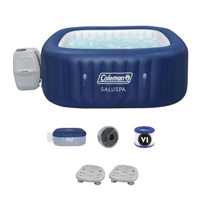  Coleman SaluSpa Atlantis AirJet Square Hot Tub With 140 Soothing Jets And 2-Pack Of Bestway SaluSpa Underwater Non-Slip Spa Seat With Adjustable Leg