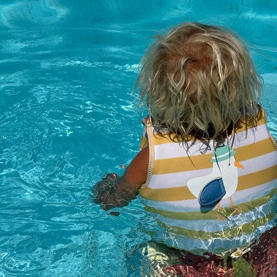  Sunnylife Kids Swim Vest 2-3 - Sid Seagull Mustard Stripe - Pool Jacket