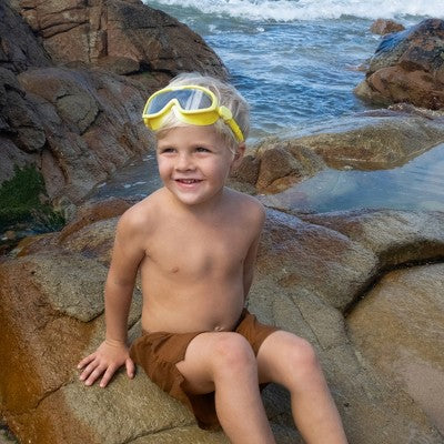  Sunnylife Kids Swim Mask Salty The Shark Neon Yellow,Underwater Goggles,Age 3+