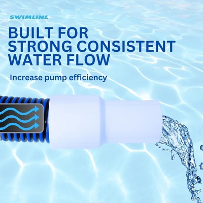  Swimline HydroTools 30 Foot By 1.25 Inch Premium Spiral Wound Swimming Pool Vacuum Hose With Swivel Cuff For Pool Or Spa Water Maintenance, Blue/Black