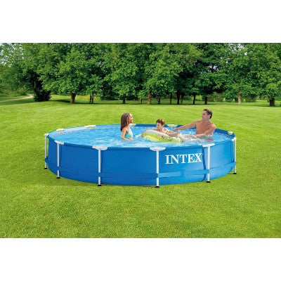  Intex 13' X 33" Metal Frame Above Ground Pool With Filter Pump: Steel Frame, Vinyl Liner, For Ages 6+