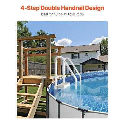  VEVOR Swimming Pool Ladder, 4-Step Double Handrails Stairs With Non-slip Heavy Duty Steps, Max Load Capacity 400 Lbs, Milk White