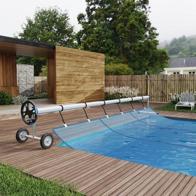  Aluminum Pool Cover Reel System - Wheelbarrow-Style Portable Solar Cover Roller, Fits All Inground Pool Shapes