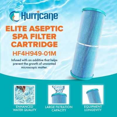  Hurricane 2 Pack HF4H949-01M Elite Aseptic Spa Filter Cartridge Replacement For PWW50L, Unicel 4CH-949, Filbur FC-0172, Waterway Teleweir 50