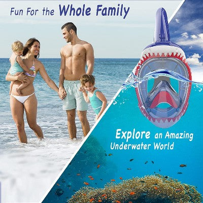  NEBIBO Kids Snorkel Mask Full Face, Snorkeling Detachable Camera Mount, Aqua, XS