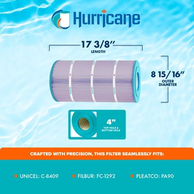  Hurricane Filters 4 Pack HF8409-01P Platinum Purple Pool Filter Cartridge Replacement For PA90, Unicel C-8409, Filbur FC-1292