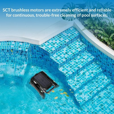  Decksplore Solar-Powered Surface Pool Skimmer Robot - Automatic Floating Cleaner For Leaves/Pollen (Black)