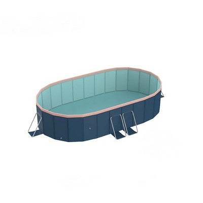  NAYSAYE Above Ground Pool PVC Folding Pool Strong Build Easy Setup For Outdoor Patio Garden Use, Blue And Gray, 108.27"*78.74"*19.69"