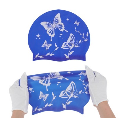  Unique Bargains Durable Silicone Waterproof Swim Cap 2 Pcs