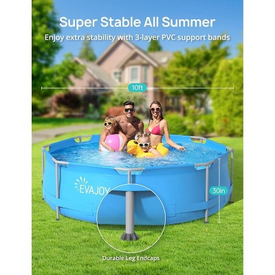  EVAJOY 10ft X 30in Metal Frame Above Ground Swimming Pool With Steel Frame Blue
