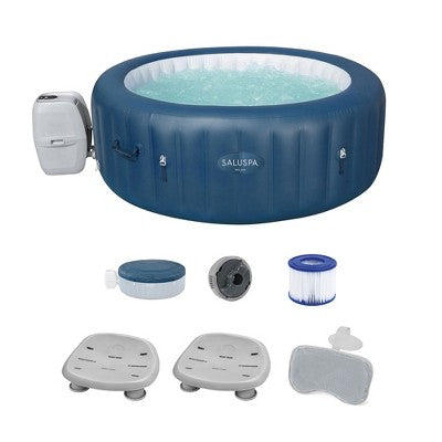  Bestway SaluSpa Milan AirJet Inflatable Hot Tub With Set Of 2 Non Slip Pool And Spa Seat And Padded Headrest Pillow With Adjustable Strap, Gray