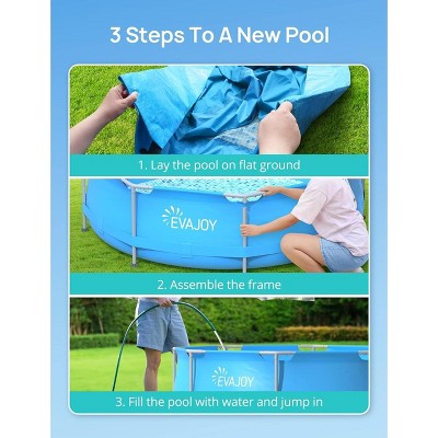  EVAJOY 10ft X 30in Metal Frame Above Ground Swimming Pool With Steel Frame Blue