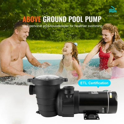  VEVOR Above Ground Pool Pump, 1HP, 80 GPM Max. Flow Single Speed Swimming Pool Pump, 120V 3450 RPM 36 Ft Max. Head Lift Pool Pump