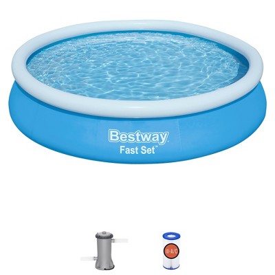  Bestway Fast Set – 12' Inflatable Round Pool With Filter Pump, Family Swimming