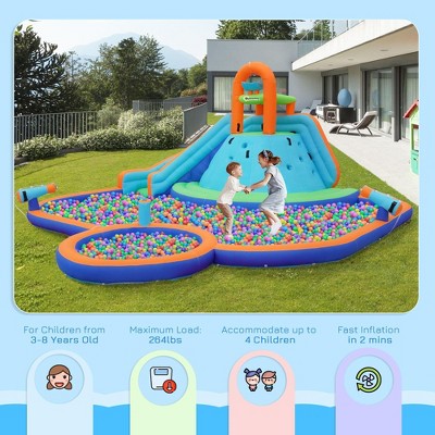  NAYSAYE Above Ground Pool Inflatable Water Slide Bounce House Multi Activity For Kids Backyard Use, Multicolor, 212.60"*200.80"*100.40"