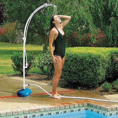  Pool Master Portable Poolside Standard Shower And Foot Rinse Station 81" - White/Blue
