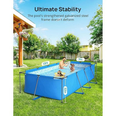  Evajoy EJ-HF047 Rectangular Metal Framed Swimming Pool Set 13ft X 7ft X 32in