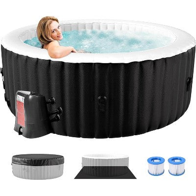 DoCred Inflatable Hot Tub With Air Jets, Heater Pump & Insulated Cover – Available In 2–4 Or 4–6 Person Sizes, Round Or Square Design