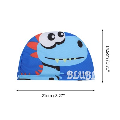  Unique Bargains Kid's Polyester Dinosaur Pattern Swim Cap Blue 1 Pc