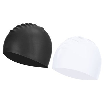 Unique Bargains Silicone Waterproof High-Stretch Adult Swimming Caps 2 Pcs