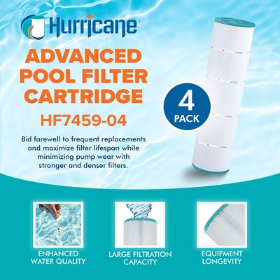  Hurricane 4 Pack HF7459-04 Advanced Pool Filter Cartridge Replacement For PJAN85, Unicel C-7459, Filbur FC-0800, Jandy Industries CCL-340,CV 340