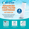  Hurricane 4 Pack HF7459-04 Advanced Pool Filter Cartridge Replacement For PJAN85, Unicel C-7459, Filbur FC-0800, Jandy Industries CCL-340,CV 340