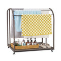  Garvee Towel Rack, 5 Bar Pool Towel Rack With Rattan Base, Outdoor Towel Rack, Storage Organizer With Compartment For Outdoor/Indoor