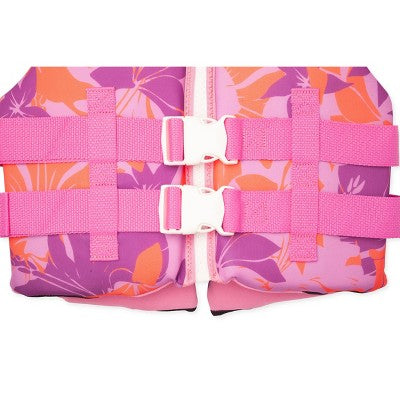  Speedo Junior Life Jacket Vest - Pink/Purple/Orange: Youth Size, Zipper & Buckle Closure, 50-90 Lbs