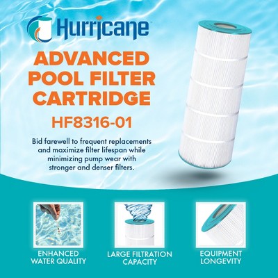  Hurricane 4 Pack HF8316-01 Advanced Pool Filter Cartridge Replacement For PXST150, Unicel C-8316, Filbur FC-1286, Hayward X-Stream CC1500