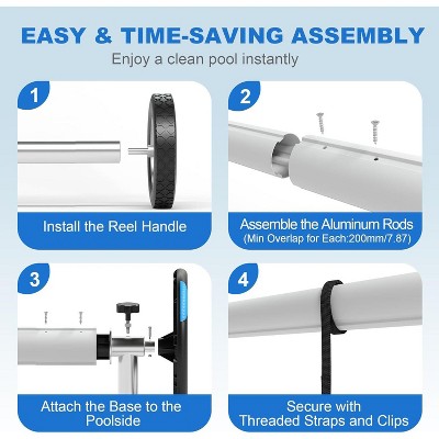  Heavy-Duty Aluminum Pool Cover Reel System For Inground Pools, Upgraded Bearings For Smooth Operation, Rust-Resistant Frame, Durable And Easy To Use