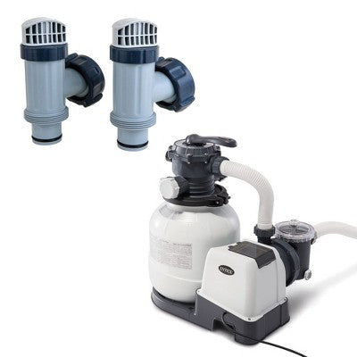 Intex Sand Filter Pump W/ Timer Bundled W/ Plunger Valves Gaskets & Nuts (2 Pack)