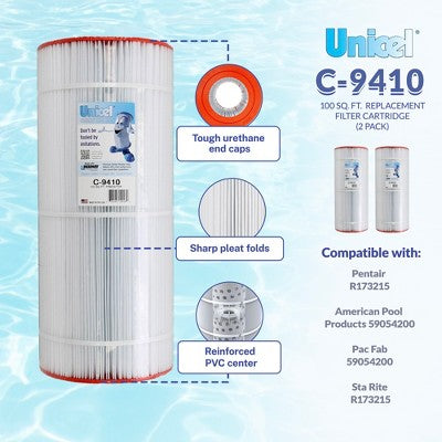  Unicel C-9410 100 Square Foot Media Replacement Pool Filter Cartridge With 155 Pleats