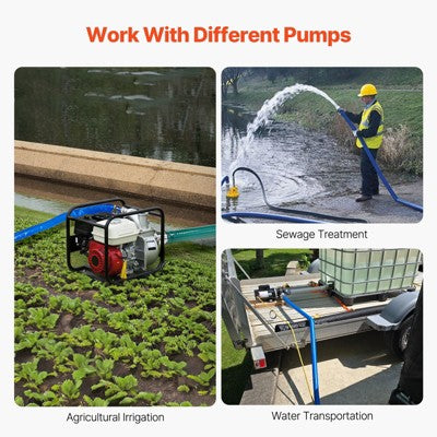  VEVOR Backwash Hose, 1.5 In X 50 Ft, Blue High Quality PVC Hose, With Clamps, Camlock, Aluminum Fittings, Fit Various Pumps, Blue