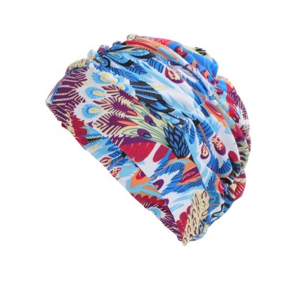  Unique Bargains Nylon Peacock Pattern Swimming Cap Assorted Color 1 Pc