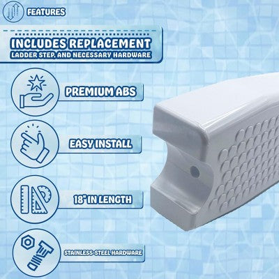 Poolzilla 18’’ Pool Ladder Step, Universal Swimming Pool Replacement Ladder Steps