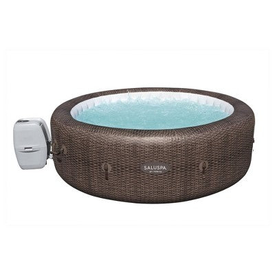  Bestway SaluSpa St Moritz 7 Person Inflatable AirJet Hot Tub Pool Spa And Intex PureSpa Attachable Cup Holder And Refreshment Tray Accessory, Tan