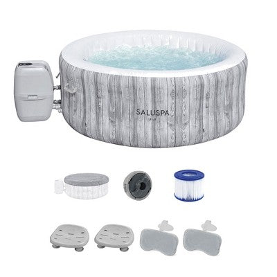  Bestway SaluSpa Fiji AirJet Inflatable Hot Tub With 120 Soothing Jets With Set Of 2 Pool And Spa Seat And 2 Padded Headrest Pillows, Gray