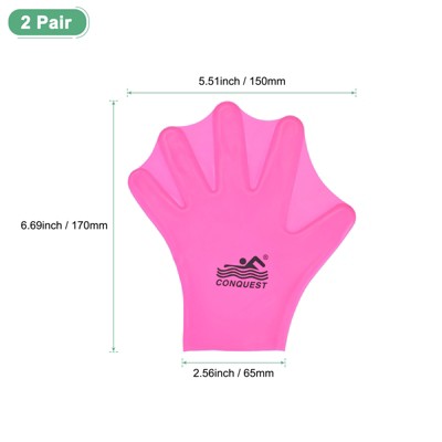  Unique Bargains Silicone Swimming Gloves Webbed Gloves Finger Frog Type For Diving 2 Pairs